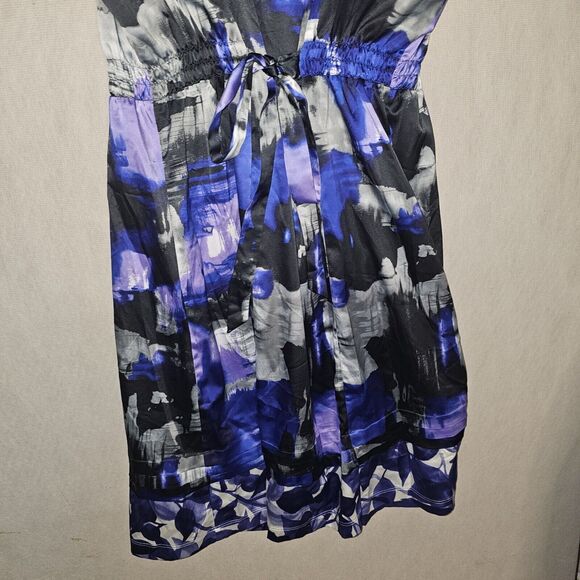 Simply Vera Wang Mini Dress Sz M-Purple/Black Abstract Sleeveless Stretch Tie Bk - Picture 9 of 11